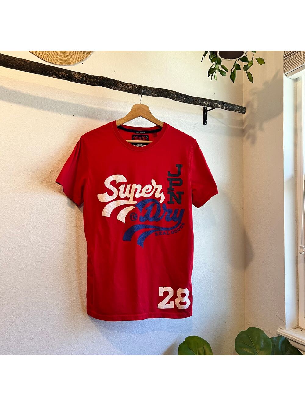 Superdry 100% Red Cotton Graphic Short Sleeve T Shirt Unisex Size Large